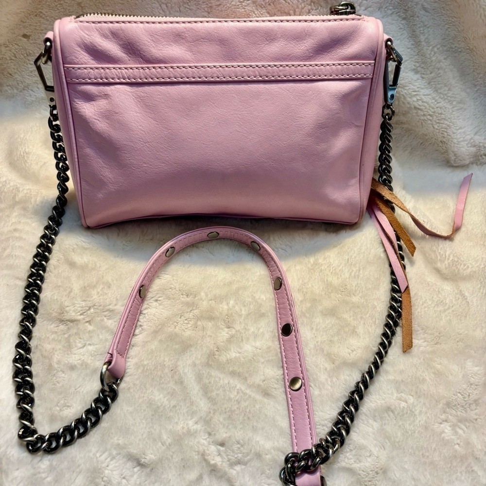 Rebecca Minkoff Leather Crossbody M.A.C Pink Nickel Hardware Tassel Zipper Pulls - Picture 2 of 16